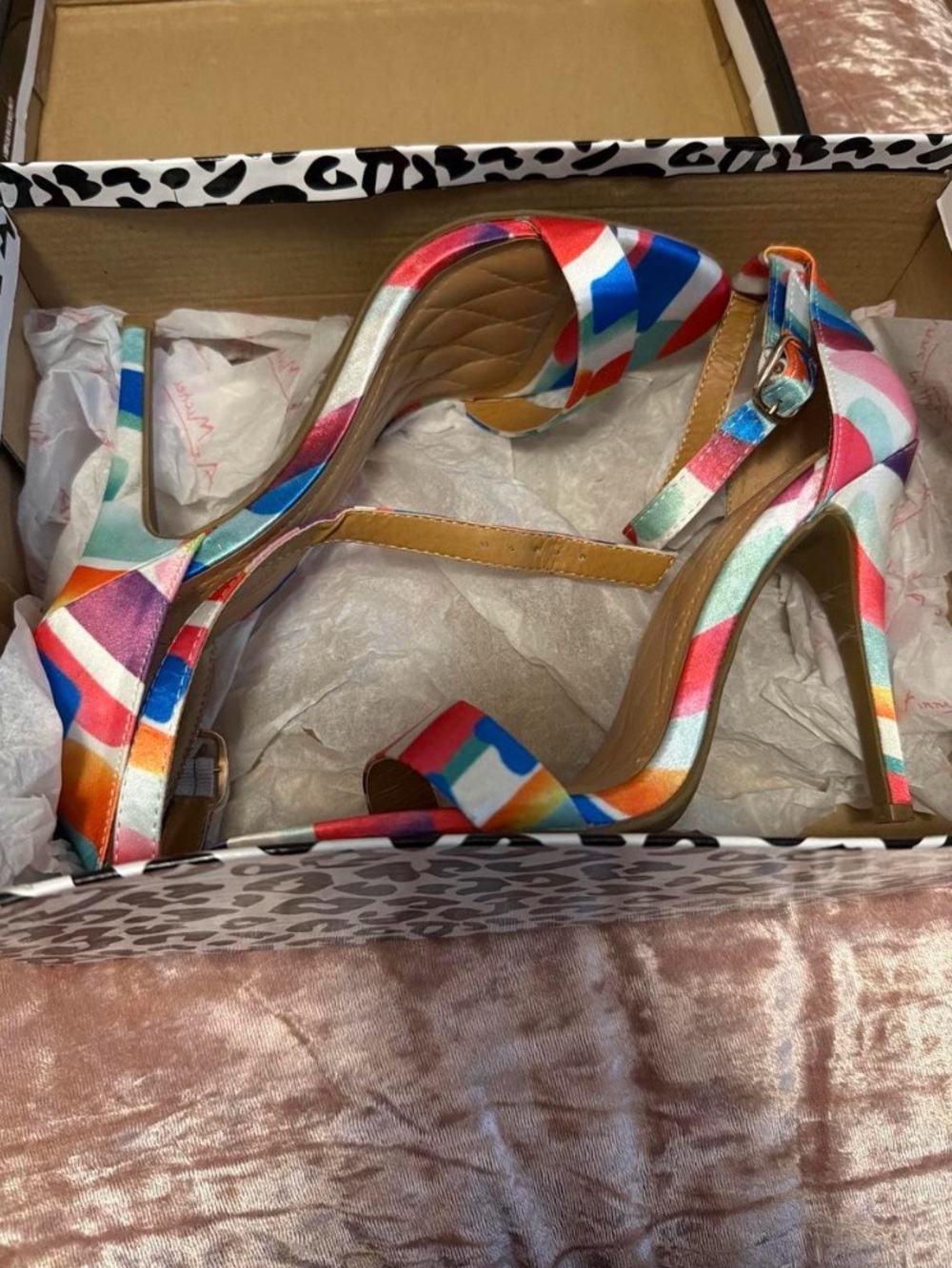 Colorblock Multicolor High Heel Sandals - Women